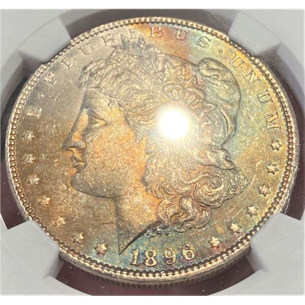 Monster Color 1896 Morgan Silver Dollar NGC MS63