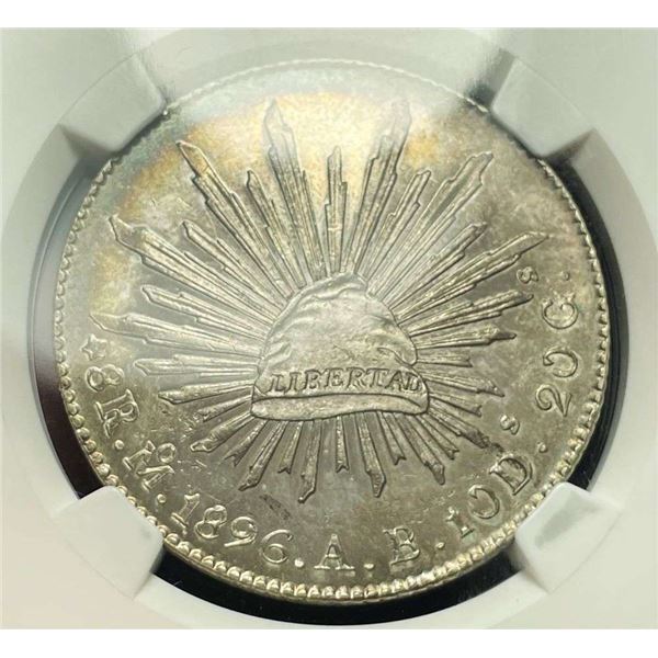 1896 Silver Mexico 8 Reales NGC UNC Details
