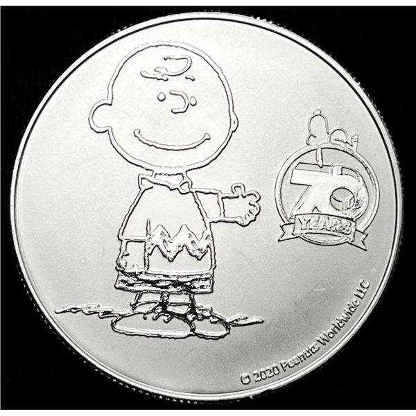2020 Peanuts Charlie Brown 70th Anniversary 1 ozt .999 Silver