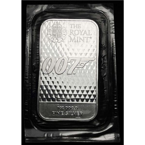 James Bond "Diamonds Are Forever" The Royal Mint 1 ozt .999 Silver Bar