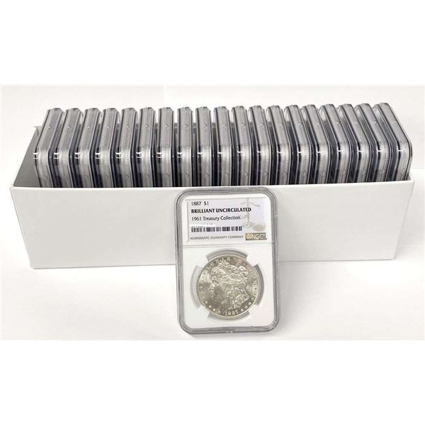 Box (20-coins) 1887-P Morgan Silver Dollar NGC BU