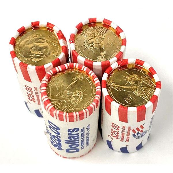 (4) U.S. Mint Presidential $25 Roll (100-coins)