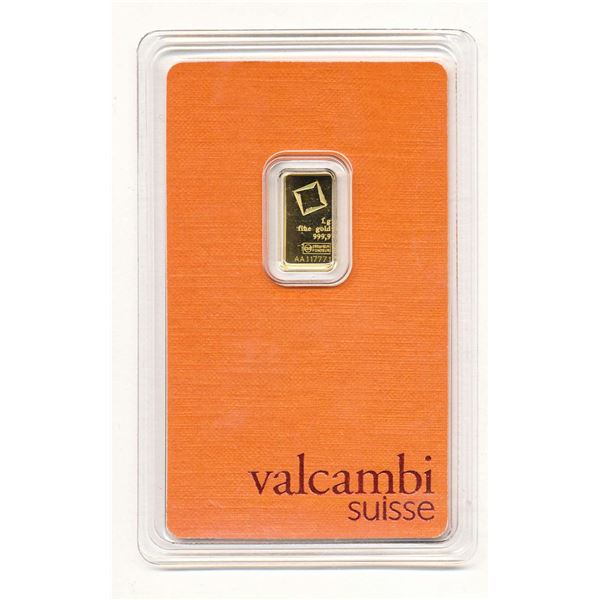 Valcambi Suisse 1g .9999 Gold Bar