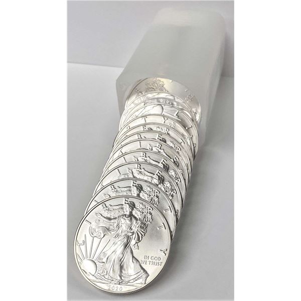 Original Treasury Roll (20-coins) 2020 American Silver Eagle 20 ozt
