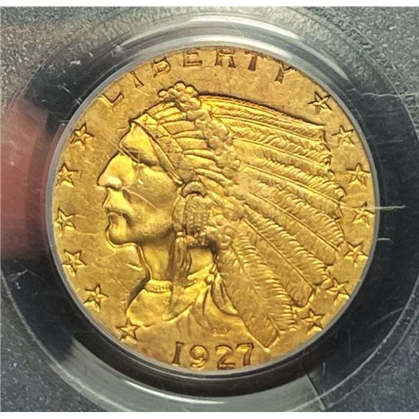 1927 Gold $2.50 Indian Head PCGS AU55