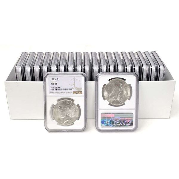 Box (20) 1923 Peace Silver Dollar NGC MS66