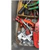 Image 5 : BIN OF HAND TOOLS, SPRAY GUN, DEF FLUID AND RUST CHECK FLUID