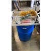 Image 1 : 45 GALLON BARREL WITH LOCKING LID, EXTENTION CORD AND DRYING RACK