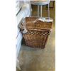 Image 2 : WICKER HAMPER WITH METAL STOOL AND PLANT