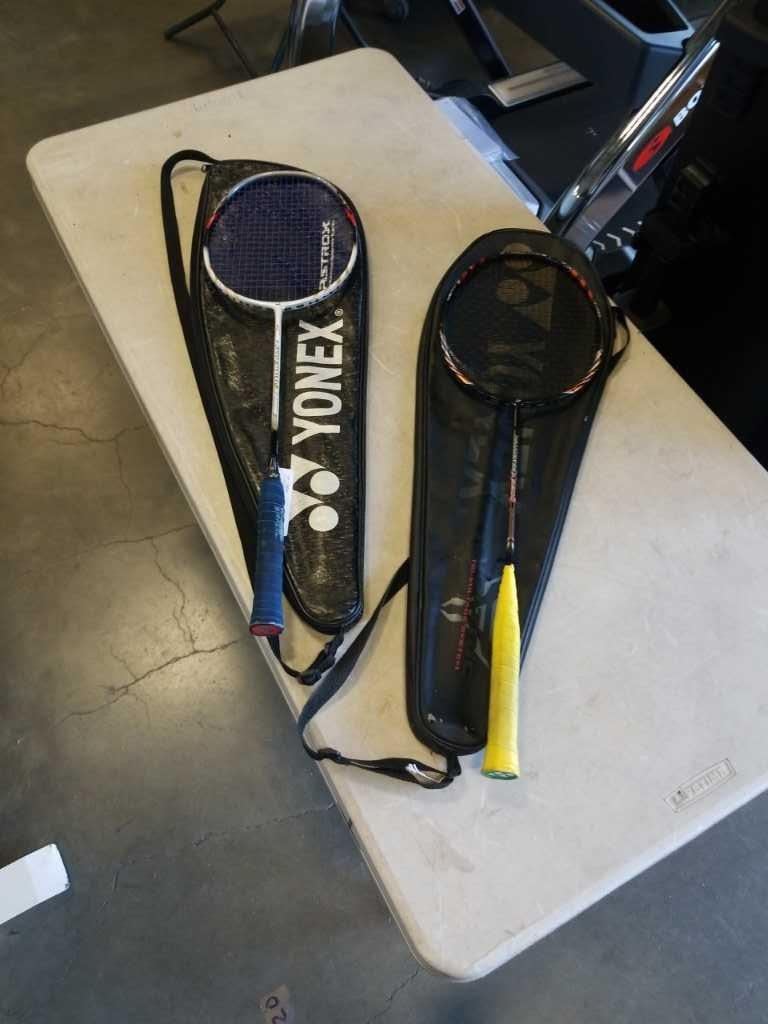 2 YONEX BADMINTON RACKETS WITH SOFT CASES
