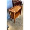 Image 2 : ANTIQUE INLAID 2 TIER TABLE WITH GALLERY AND SLIDE OUT TRAY