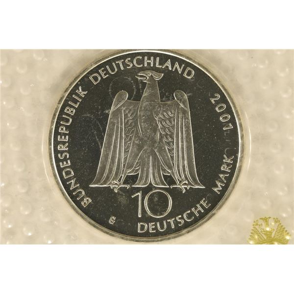 2001-G GERMAN SILVER PROOF 10 MARK .461 OZ. ASW