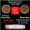 Image 1 : Mixed small cents 1c orig shotgun roll, 1934-p Lincoln Cent, Wheat Cent other end, Brinks Wrapper.