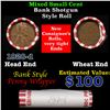 Image 1 : Mixed small cents 1c orig shotgun roll, 1928-d Lincoln Cent, Wheat Cent other end, Brinks Wrapper.