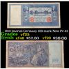 Image 1 : 1910 Imerial Germany 100 mark Note P# 42 Grades vf+