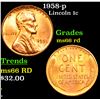 Image 1 : 1958-p Lincoln Cent 1c Grades GEM+ Unc RD