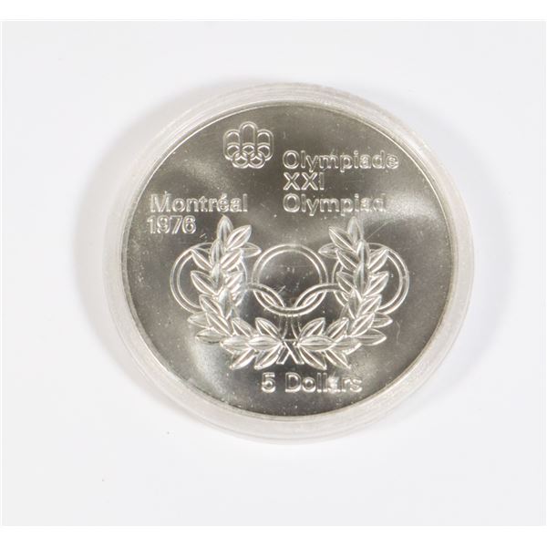 1986 $5 MONTREAL OLYMPIC OLYMPIC RINGS SILVER