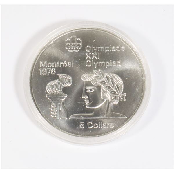 1986 $5  MONTREAL OLYMPIC OLYMPIC TORCH SILVER