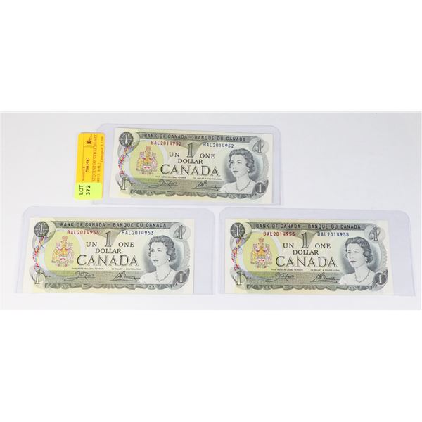 THREE SEQUENTIAL $1 BAL2014952,  BAL2014953,  BAL2...