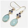 Image 2 : SILVER CHALCEDONY LAPIS LAZULI EARRINGS