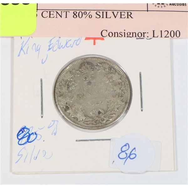 1929 25 CENT 80% SILVER