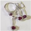 Image 1 : SILVER RHODIUM PLATED RUBY(4CT) EARRING, PENDANT