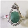 Image 1 : SILVER RHODIUM PLATED EMERALD(1.6CT) RING