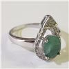 Image 2 : SILVER RHODIUM PLATED EMERALD(1.6CT) RING