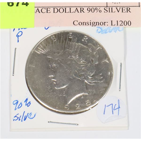 1925 P PEACE DOLLAR 90% SILVER