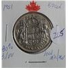 Image 1 : 1951 50 CENT W,W,II 80% SILVER