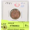 Image 1 : 1981 CANADIAN PENNY (RED)