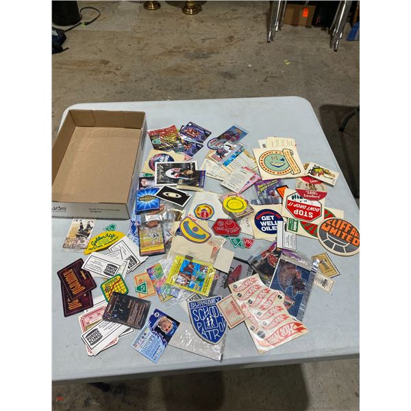 Vintage patches, stickers and other items