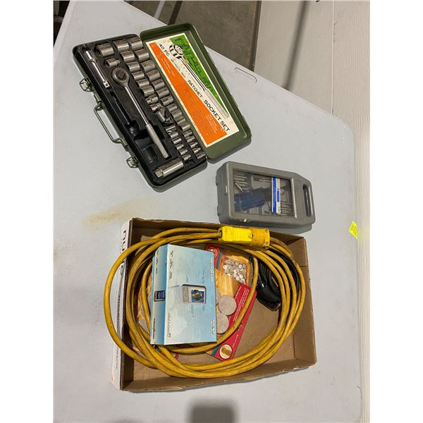 Assorted tools and extension cord etc