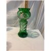 Image 1 : 9" Mary Gregory bohemian enameled green vase
