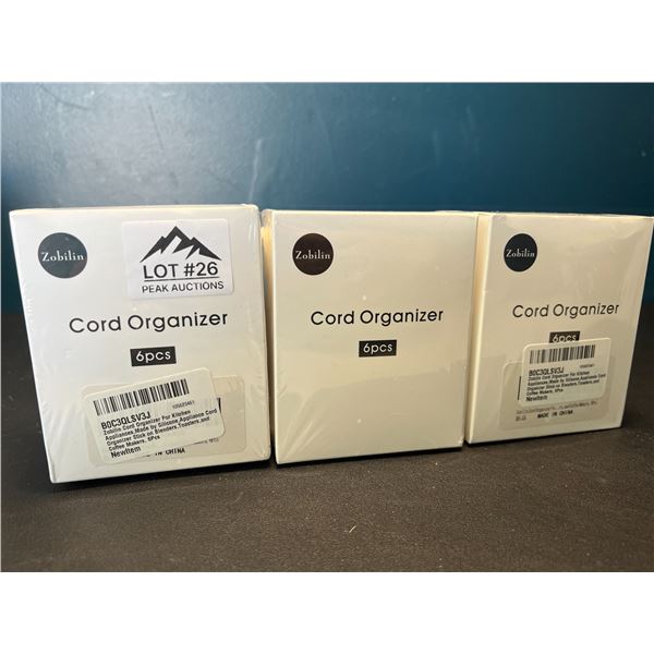 Lot of 3 Multi-Packs of Cord Organizers - 6pcs per pack