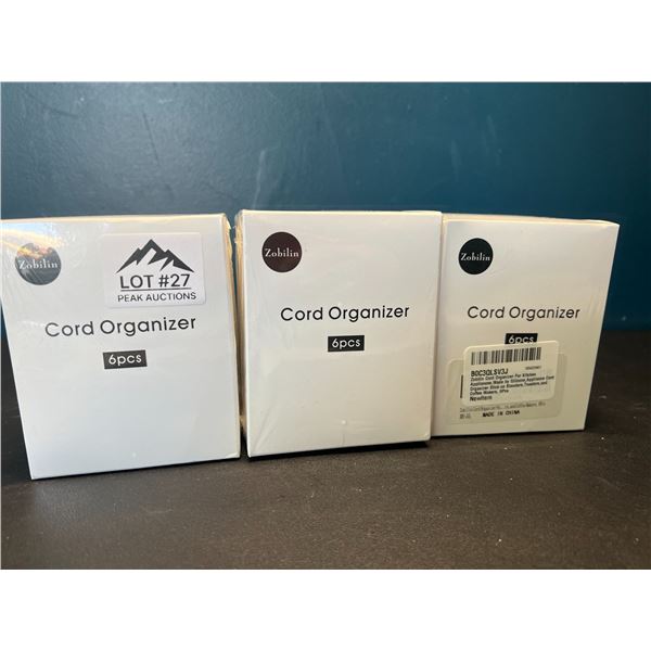 Lot of 3 Multi-Packs of Cord Organizers - 6pcs per pack