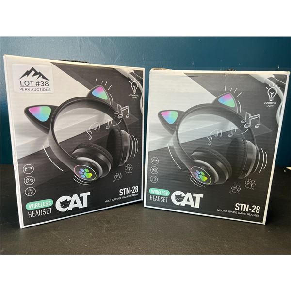 Lot of 2 Wireless Cat/Kitty Ear Headphones
