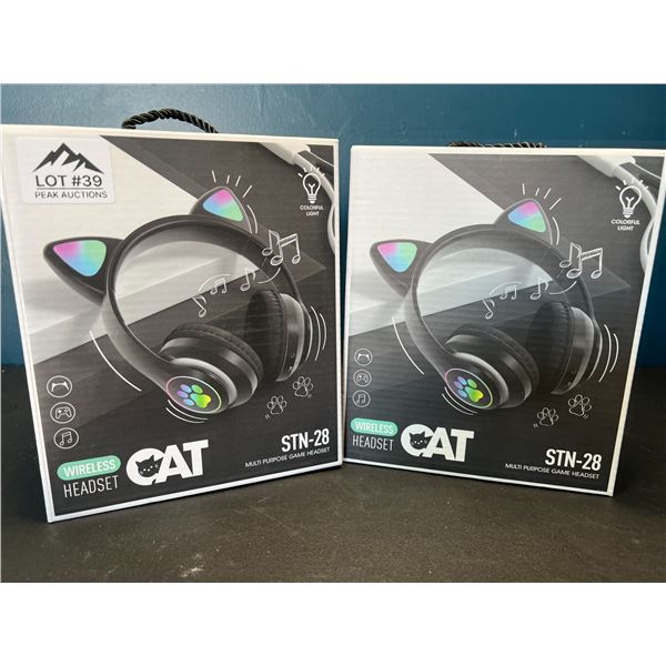 Lot of 2 Wireless Cat/Kitty Ear Headphones