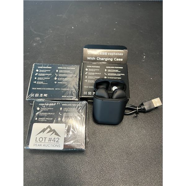 Lot of 3 Pairs of True Wireless Earbuds w/ Charging Case