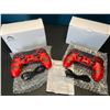 Image 1 : Lot of 2 Wireless Double-Shock Controllers For Playstation 4 (PS4) - Camo Design (Red)