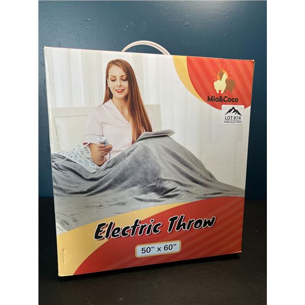 Lot of 1 Electric Heated Throw Blanket - 50x60inch - Grey