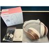 Image 1 : Lot of 1 Glynzak Wireless Bluetooth Over Ear Headphones - 65hr music/talk time! - Rose Gold