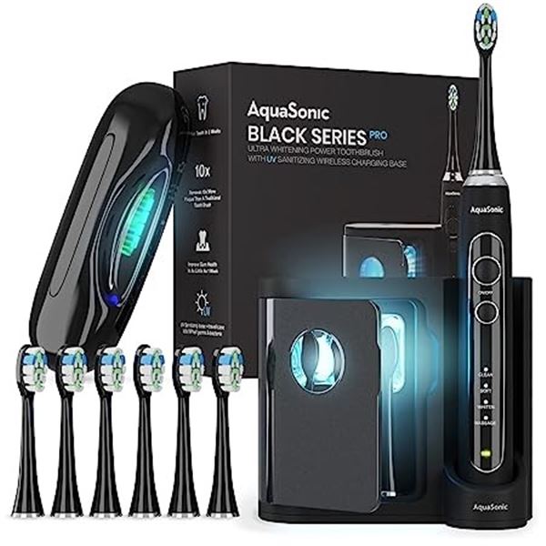 Lot of 1 Aquasonic Black Series PRO – Ultra Whitening Power Toothbrush w/ UV Sanitizing Base