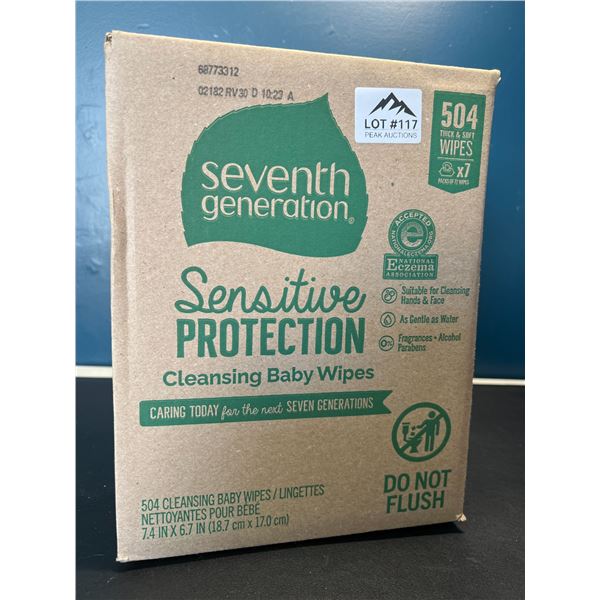 Lot of 1 Box of Seventh Generation Sensitive Baby Wipes - 7packs x 72 wipes per pack