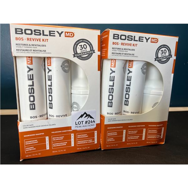 Lot of 2 Bosley MD Bos Revive Kits - Restores/Revitalizes Visibly Thinning Hair - Shampoo & Condit.
