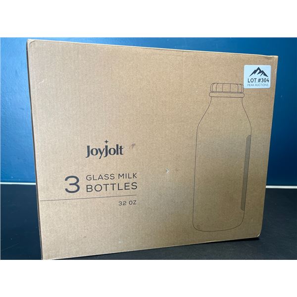 Lot of 3 Glass Milk Bottles - 32oz each