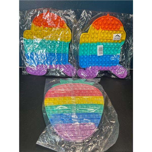 Lot of 3 Jumbo Size Pop-It/Fidget Toys - AmongUs & Strawberry Design - 12 inch size