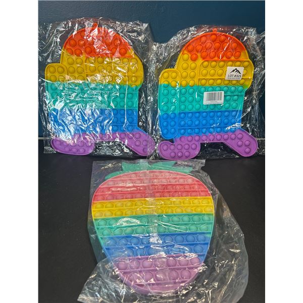 Lot of 3 Jumbo Size Pop-It/Fidget Toys - AmongUs & Strawberry Design - 12 inch size