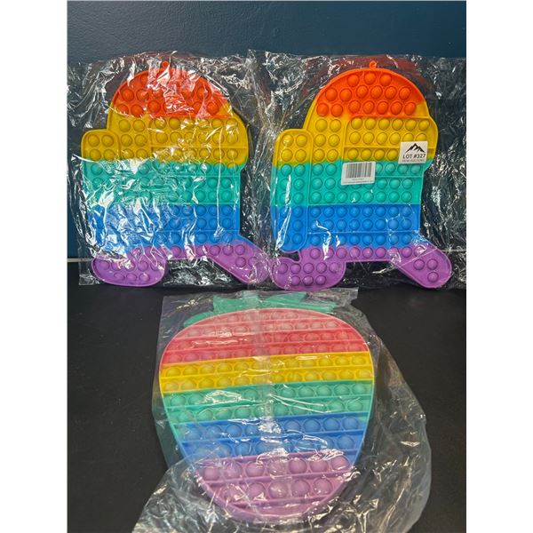 Lot of 3 Jumbo Size Pop-It/Fidget Toys - AmongUs & Strawberry Design - 12 inch size