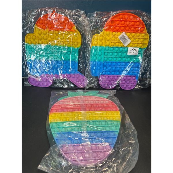 Lot of 3 Jumbo Size Pop-It/Fidget Toys - AmongUs & Strawberry Design - 12 inch size